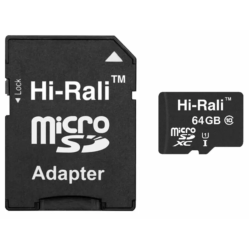 Карта памяти Hi-Rali (UHS-1) microSDXC Class 10 - 64GB (с адаптером), купить оптом с доставкой