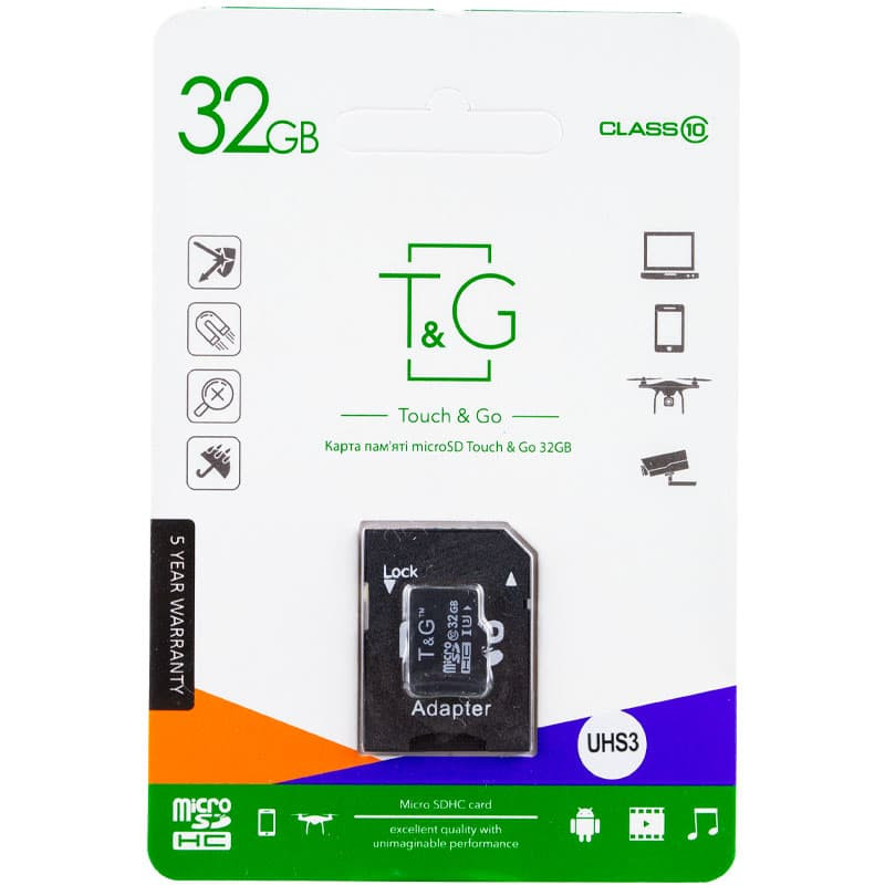 Карта памяті T&G microSDHC (UHS-3) 32 GB class 10 (з адаптером) на малюнкі №1
