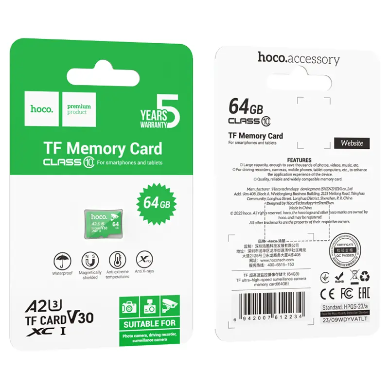 Карта пам'яті Hoco microSDXC Class 10 - 64GB (без адаптера), Green 2, купити оптом з доставкою