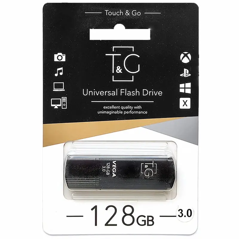 Флеш-накопитель T&G 121 Vega Series USB 3.0 — 128GB, Черный 1, купить оптом с доставкой