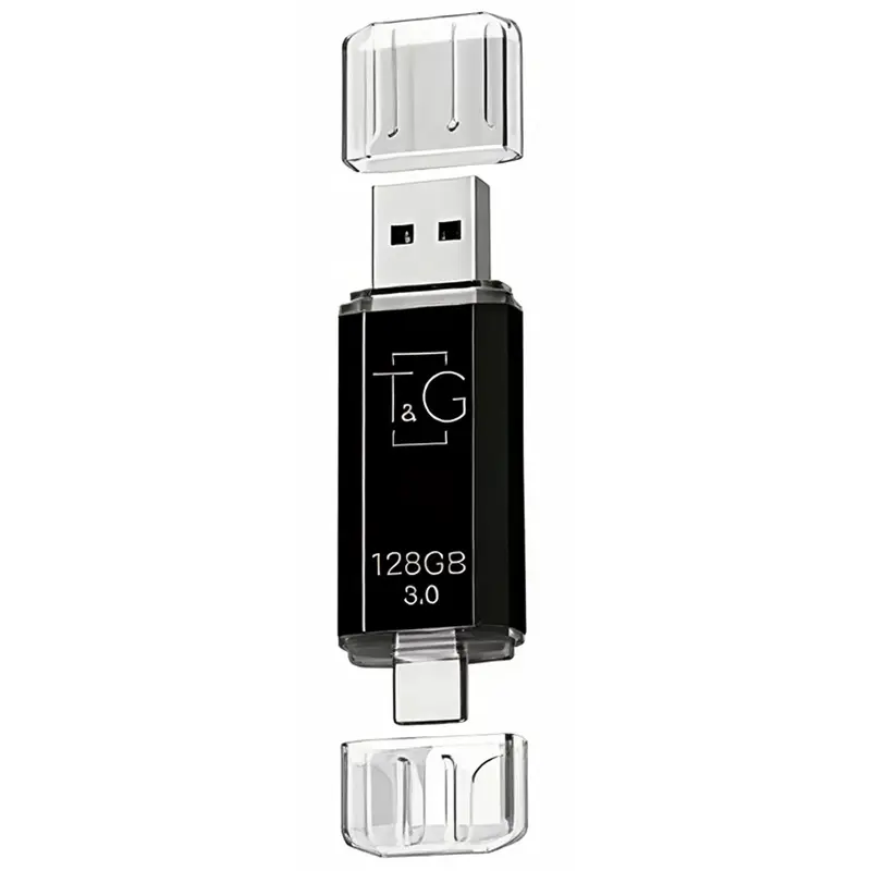 Флеш-накопитель T&G 009 Star Series 2in1 USB 3.0 (USB-A/C) — 128GB, Черный, купить оптом с доставкой