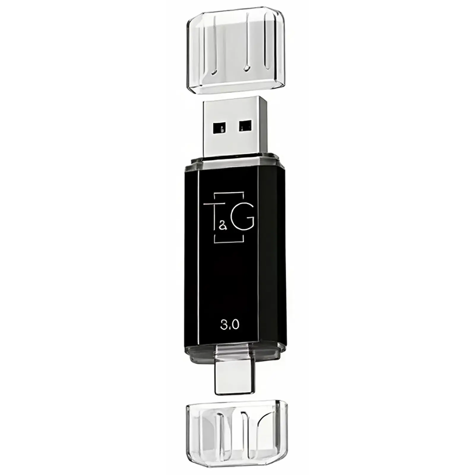 Флеш-накопитель T&G 009 Star Series 2in1 USB 3.0 (USB-A/C) — 256GB, Черный, купить оптом с доставкой