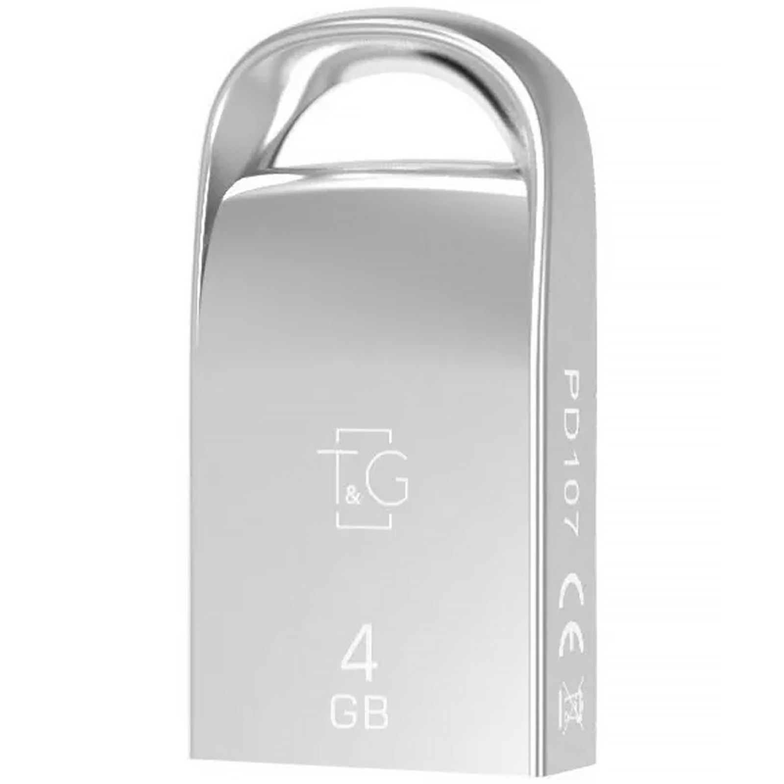 Флеш-накопитель T&G 107 Metal Series — 4GB, Серебряный, купить оптом с доставкой