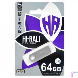 Флеш накопичувач USB 3.0 Hi-Rali Shuttle 64 GB Срібна серія