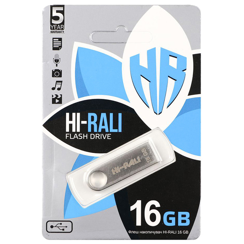Флеш накопичувач USB 3.0 Hi-Rali Shuttle 16 GB Срібна серія на малюнкі №1