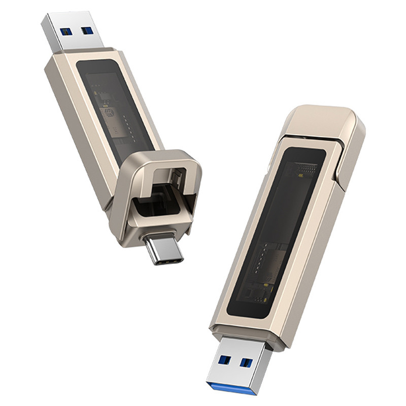 Флеш накопичувач USAMS US-ZB274 USB3.2+Type-C GEN1 Dual Ports Aluminum Alloy 5G Flash Drive 128Gb на малюнкі №1