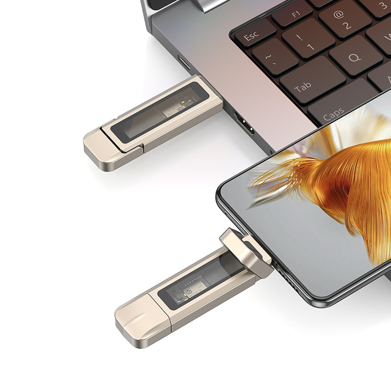 Флеш накопичувач USAMS US-ZB274 USB3.2+Type-C GEN1 Dual Ports Aluminum Alloy 5G Flash Drive 128Gb на малюнкі №2