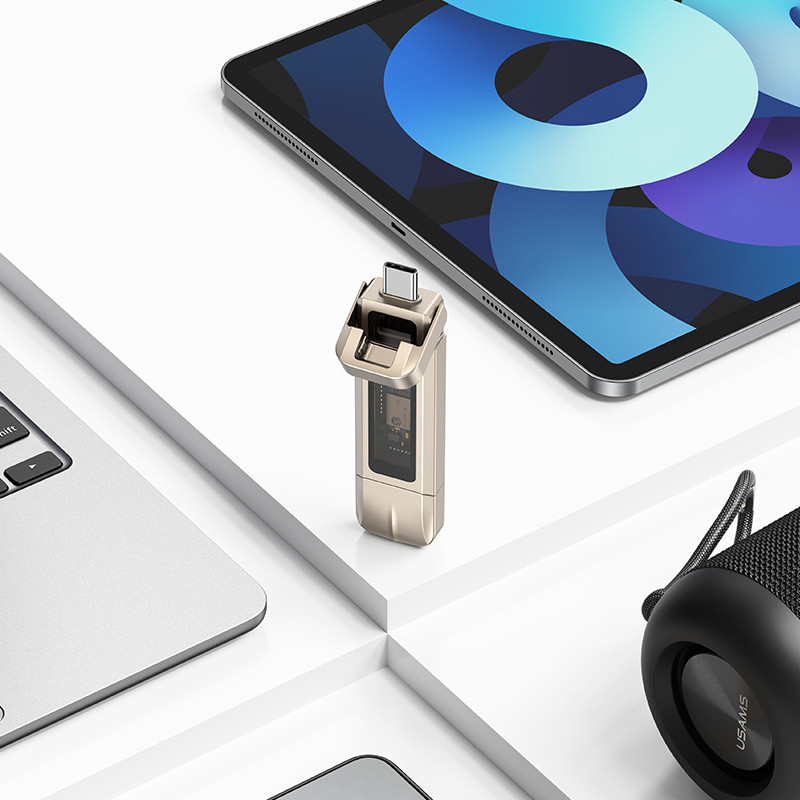Флеш накопичувач USAMS US-ZB274 USB3.2+Type-C GEN1 Dual Ports Aluminum Alloy 5G Flash Drive 128Gb на малюнкі №3