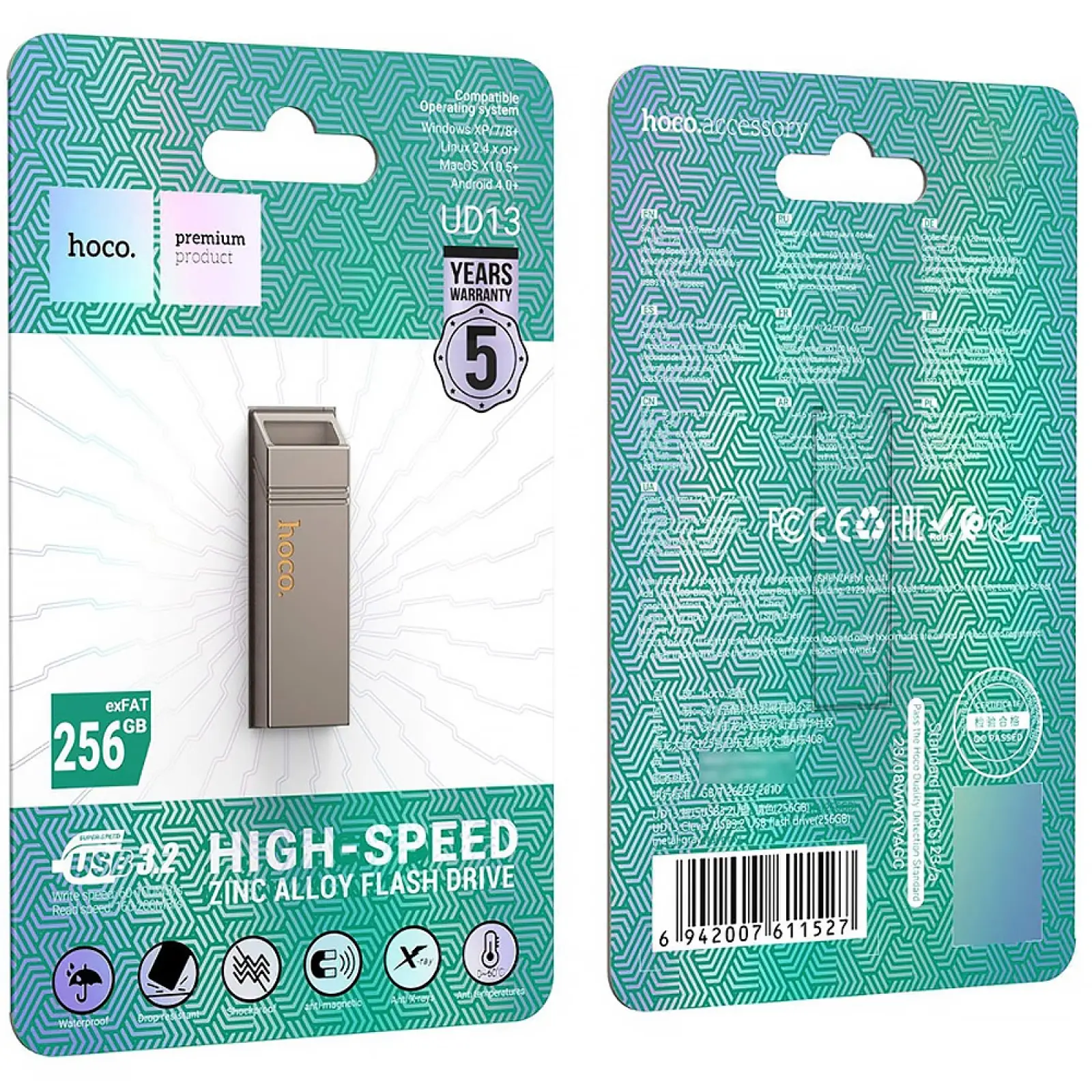 Флеш-накопитель Hoco UD13 USB3.2 - 256GB, Gray 5, купить оптом с доставкой