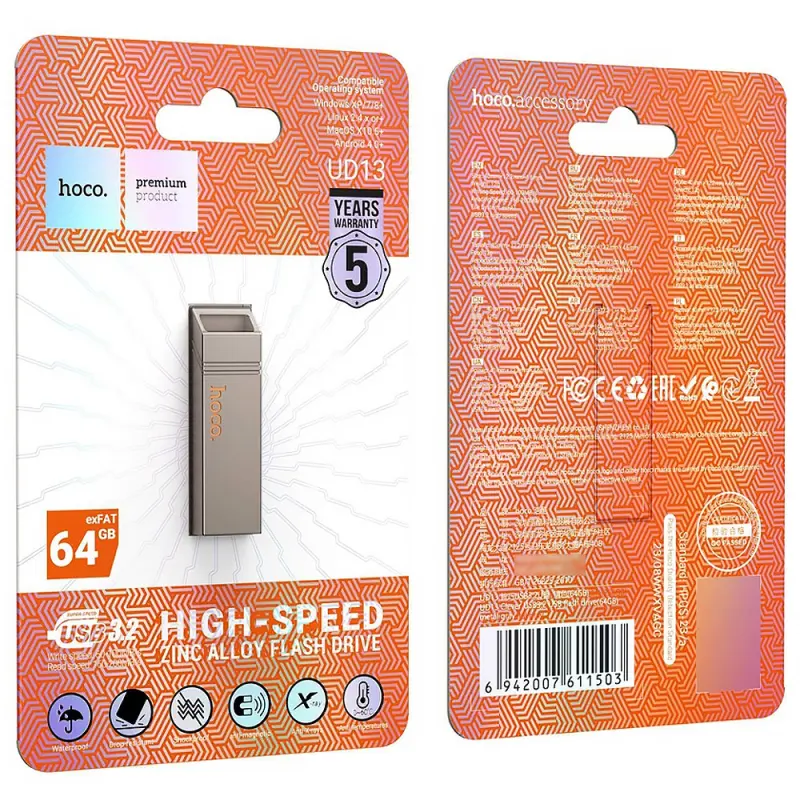 Флеш-накопитель Hoco UD13 USB3.2 - 64GB, Gray 5, купить оптом с доставкой