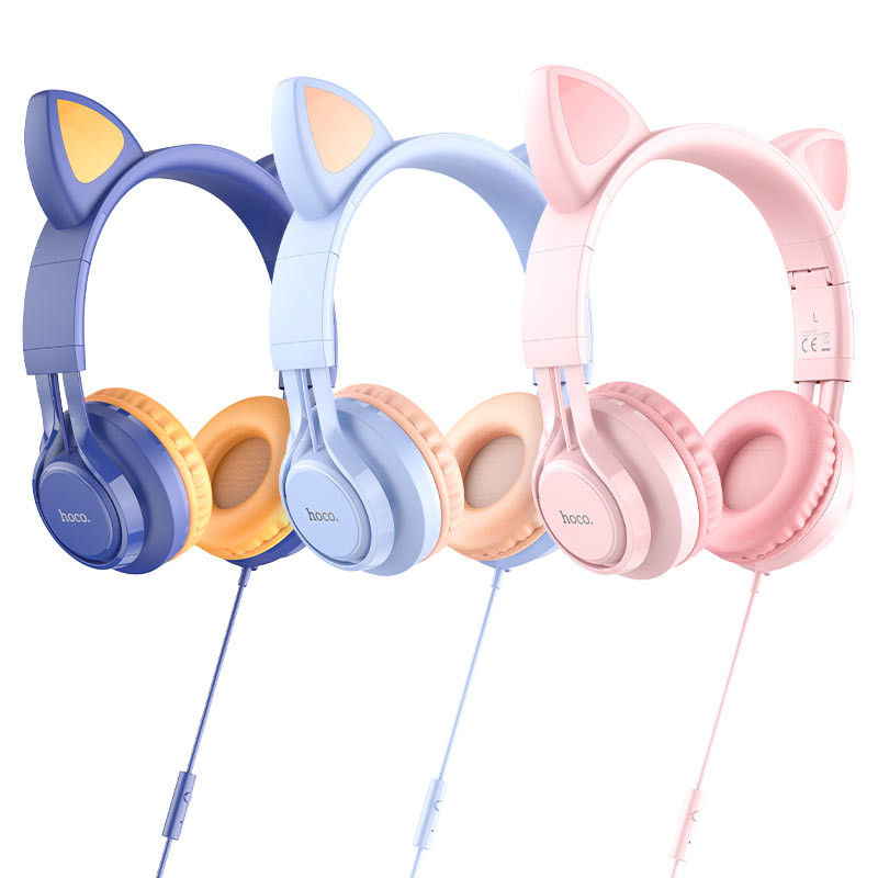 Накладные наушники Hoco W36 Cat ear (3.5mm/1.2m), купить оптом с доставкой