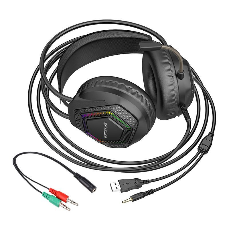 Накладні навушники Borofone BO105 Thunder 3.5mm+USB, Black 3, купити оптом з доставкою