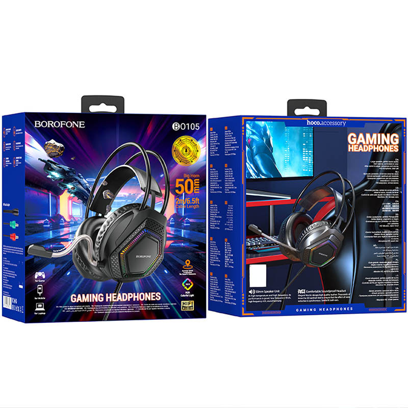 Накладні навушники Borofone BO105 Thunder 3.5mm+USB, Black 5, купити оптом з доставкою