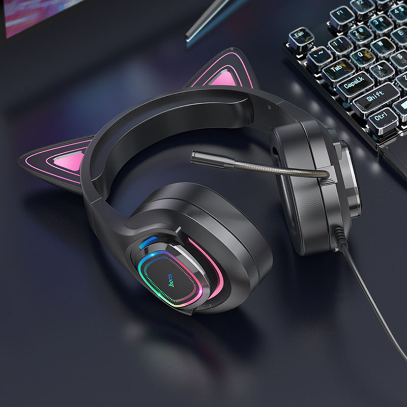 Накладні навушники Hoco W107 Cute cat (USB+3.5mm/2m) на малюнкі №7