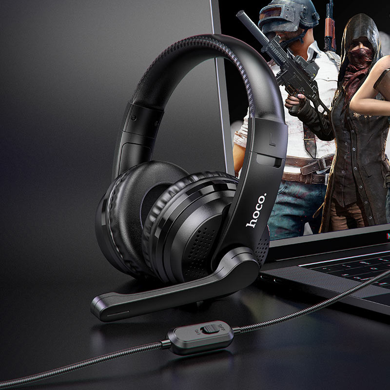 Уценка Накладные наушники Hoco W103 Magic Tour Gaming (3.5mm/1.2m), Мятая упаковка / Черный 4, купить оптом с доставкой