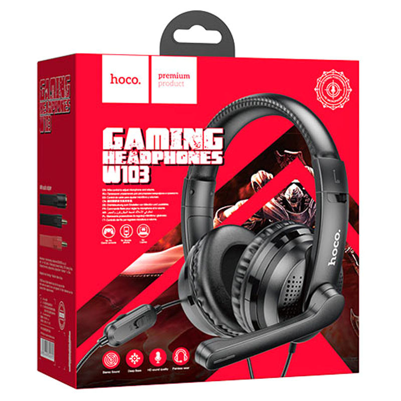 Уценка Накладные наушники Hoco W103 Magic Tour Gaming (3.5mm/1.2m), Мятая упаковка / Черный 5, купить оптом с доставкой