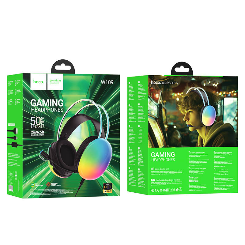 Накладні навушники Hoco W109 Rich gaming (USB+3.5mm/2m) дивитися фото №4