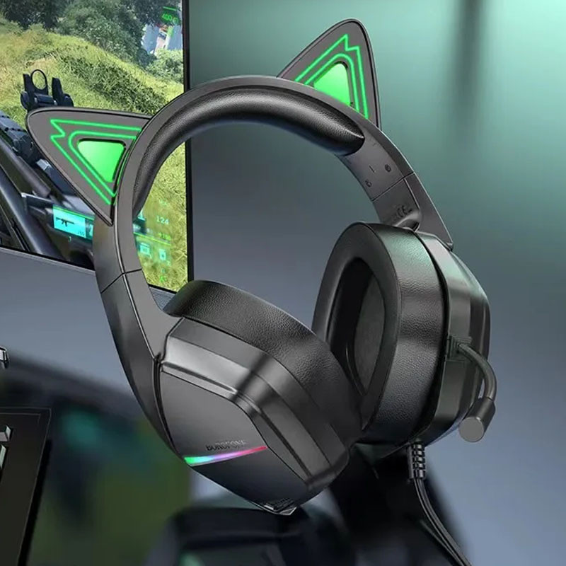 Накладні навушники Borofone BO106 Cute cat (USB+3.5mm/2m) на малюнкі №3