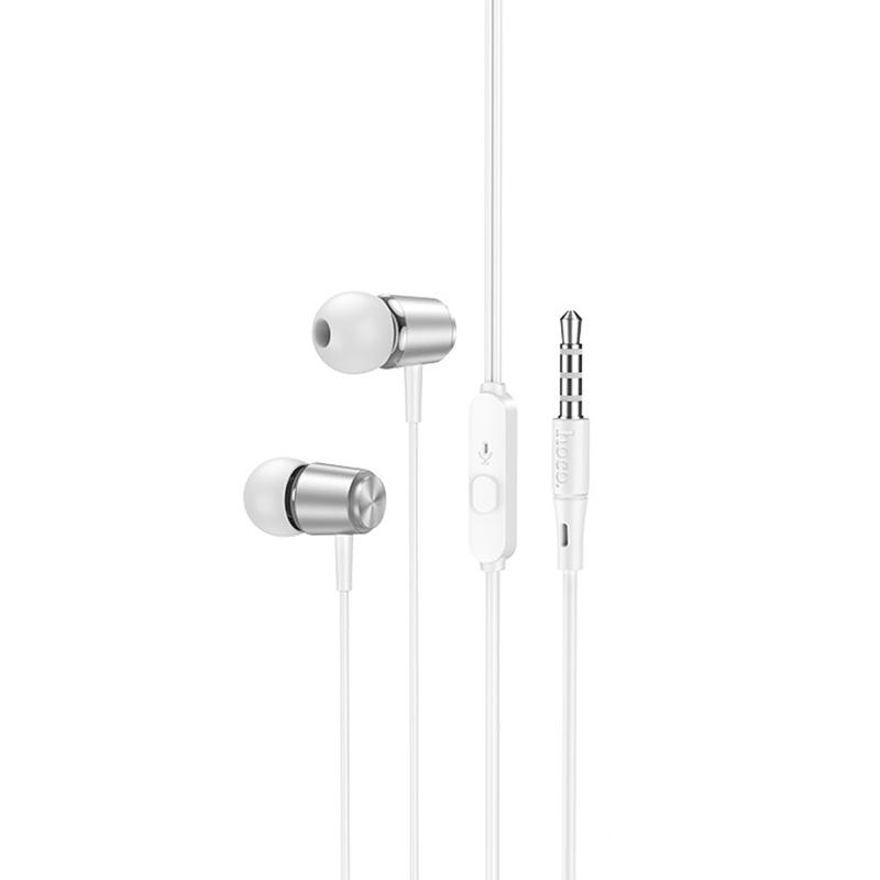 Стерео Наушники Hoco M108 Spring metal universal with mic (3.5mm/1.2m) на картинке №1