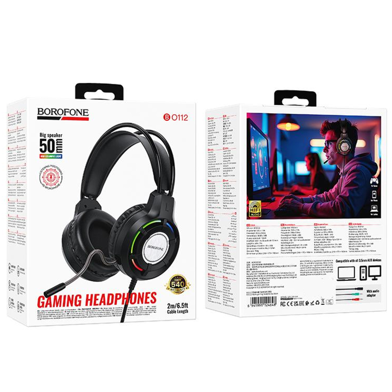 Накладные наушники Borofone BO112 Wave 3.5mm+USB на картинке №6