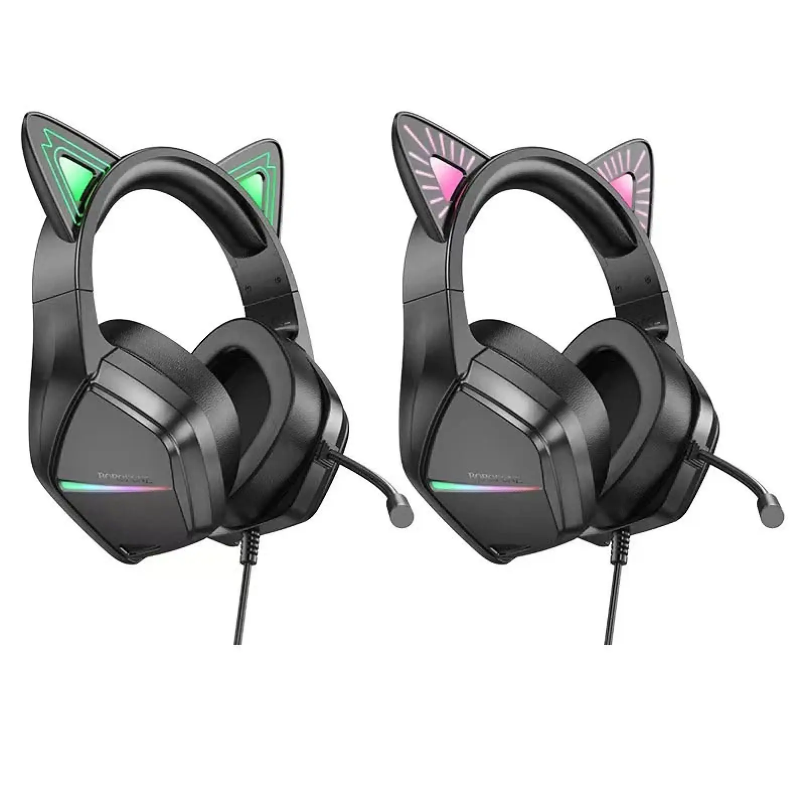 Уценка Накладные наушники Borofone BO106 Cute cat (USB+3.5mm/2m), купить оптом с доставкой