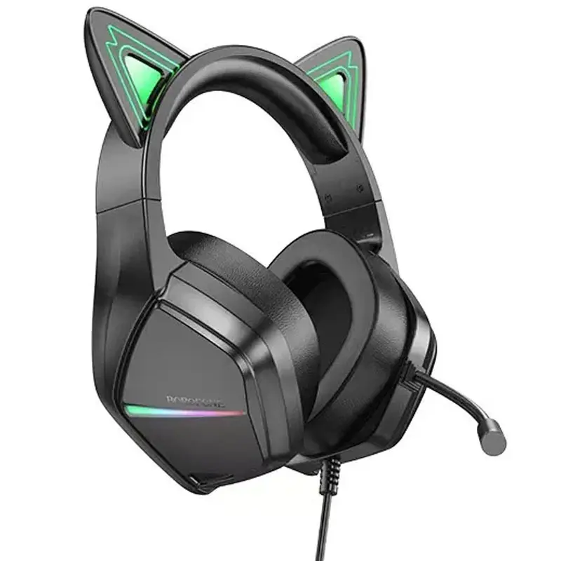 Уценка Накладные наушники Borofone BO106 Cute cat (USB+3.5mm/2m), Мятая упаковка / Elf Cat, купить оптом с доставкой