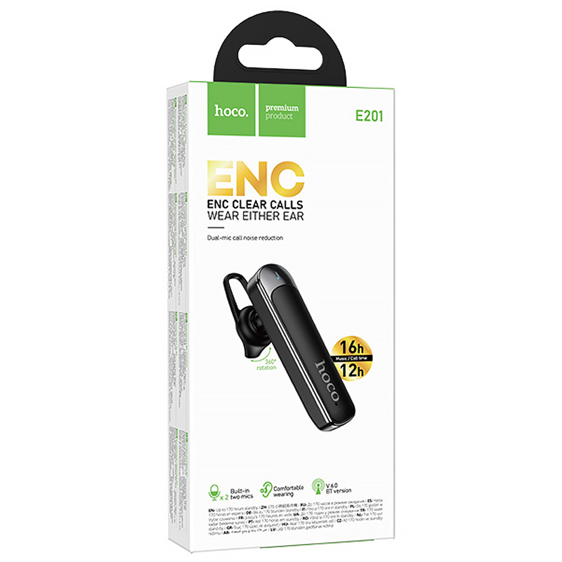 Bluetooth моно-гарнитура Hoco E201 Exceed ENC, Black 4, купить оптом с доставкой