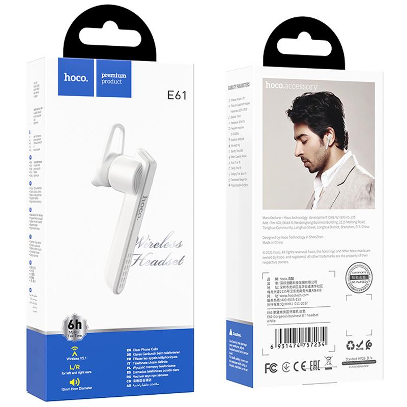 Bluetooth моно-гарнітура Hoco E61 на малюнкі №4