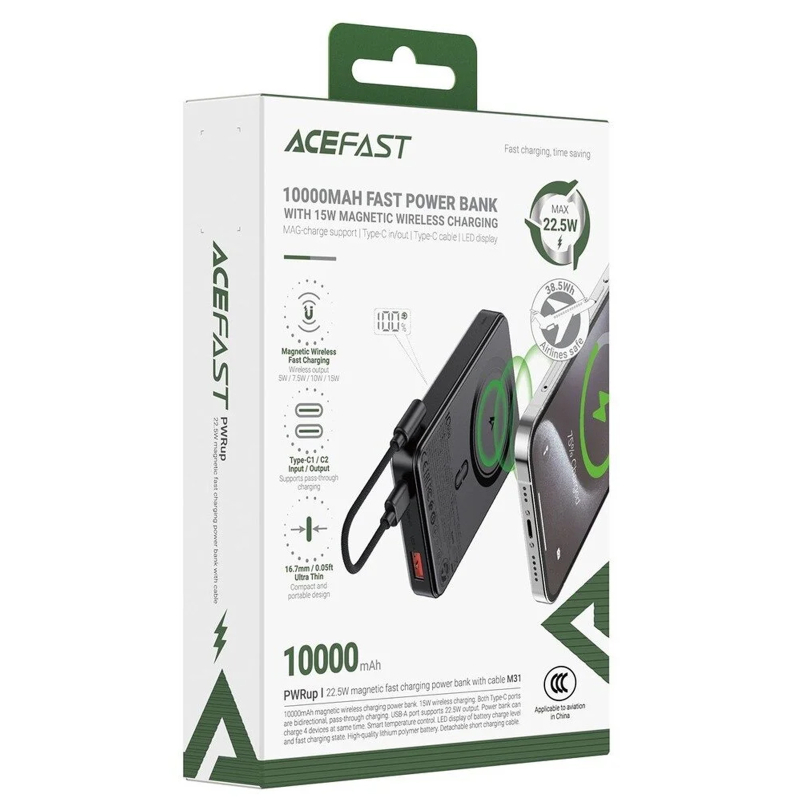 Портативний ЗП Power Bank Acefast M31 PD22.5W з БЗП with cable 10000 mAh на малюнкі №4