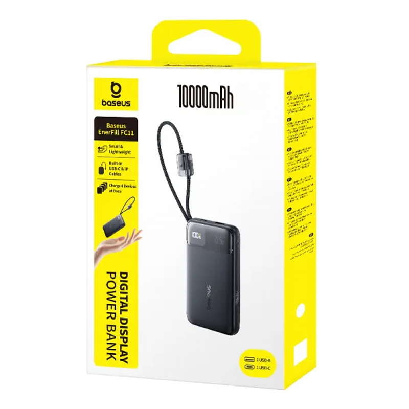 Портативний ЗП Power Bank Baseus EnerFill FC11 PD45W with cables 10000 mAh (E00310), Cosmic Black 2, купити оптом з доставкою