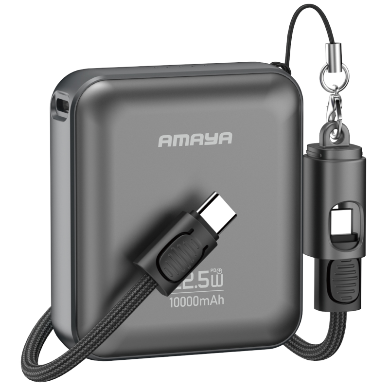 Портативний ЗП Power Bank Amaya F137C PD22.5W with cable 10000 mAh, Grey, купити оптом з доставкою