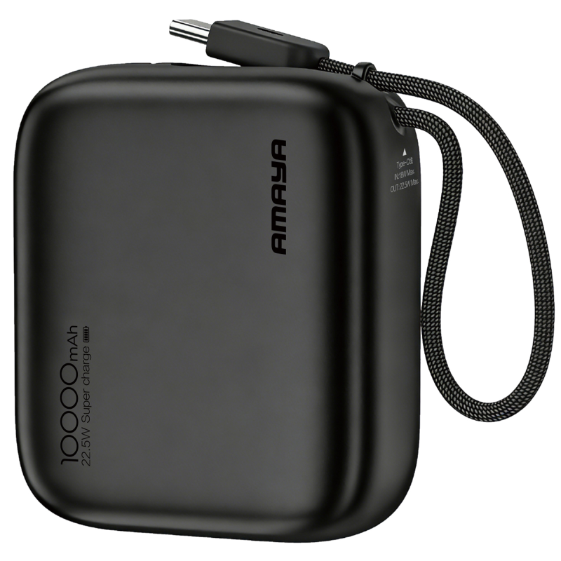 Портативний ЗП Power Bank Amaya F135C PD22.5W with cable 10000 mAh, Black, купити оптом з доставкою