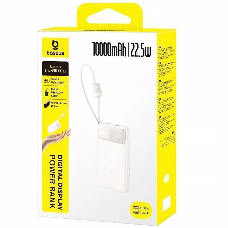 Портативний ЗП Power Bank Baseus EnerFill FC11 PD22.5W with cable 10000 mAh (2USB-C) (E0027R) на малюнкі №3