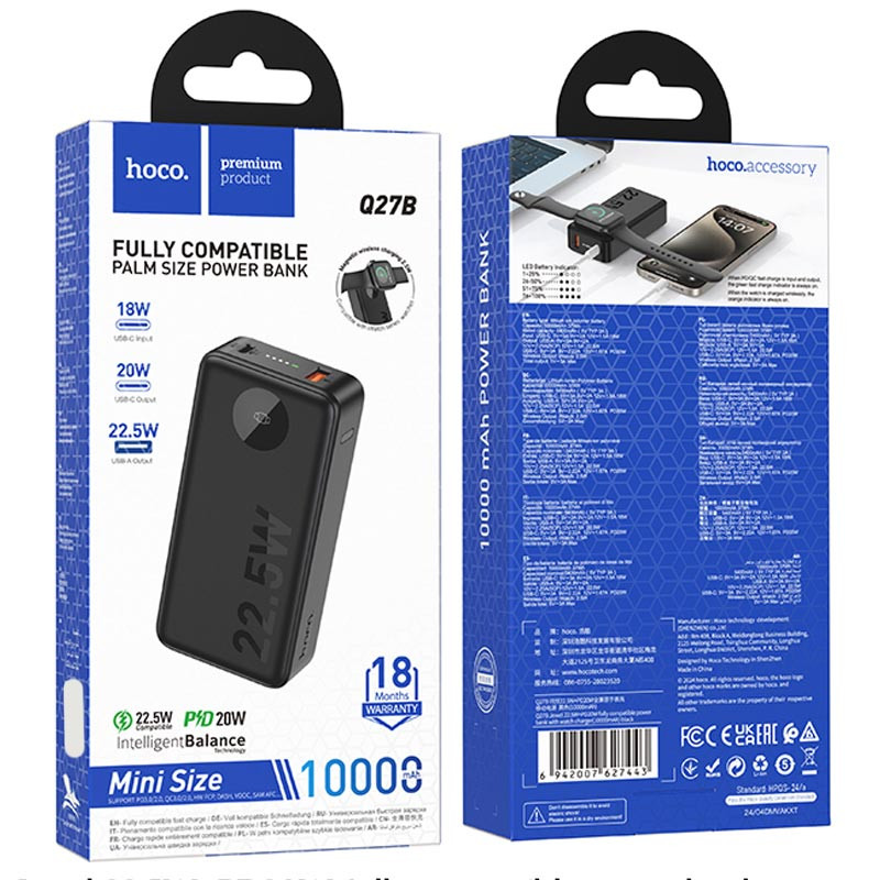 Портативне ЗП Power Bank Hoco Q27B Jewel 22.5W+PD20W with Watch charger 10000 mAh дивитися фото №4