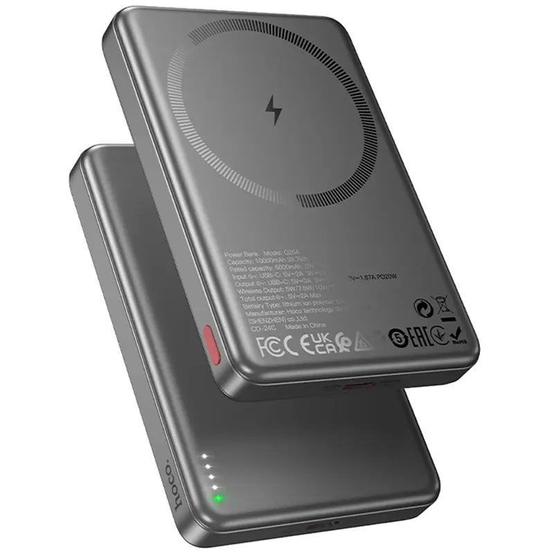 Портативное ЗУ Power Bank Hoco Q26A Joy PD20W с БЗУ 10000 mAh, Metal gray, купить оптом с доставкой