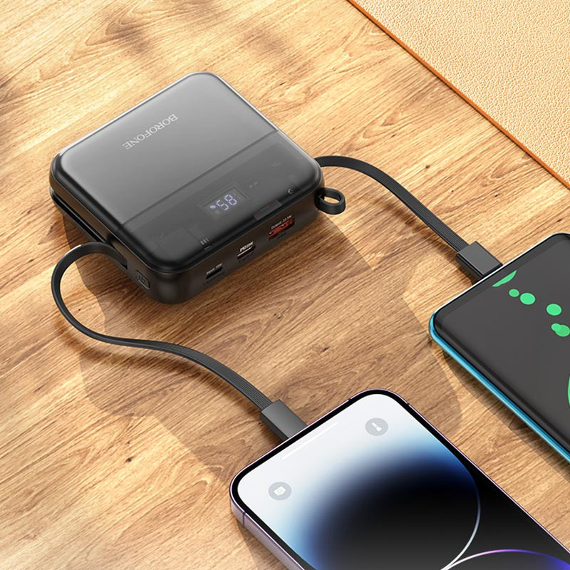 Портативний ЗП Power Bank BOROFONE BJ64 Distinct 22.5W+PD20W with cable 10000 mAh на малюнкі №5