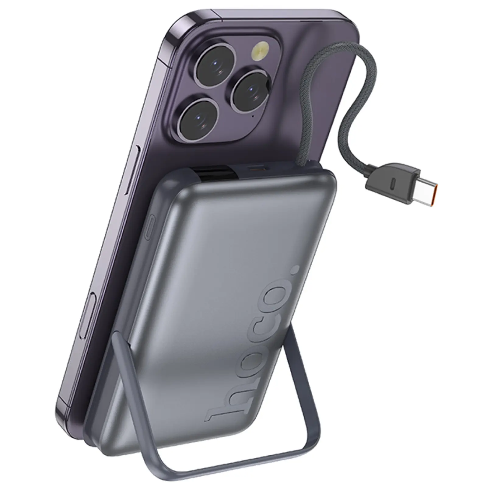 Портативное ЗУ Power Bank Hoco Q43 Clever PD20W с БЗУ+iWatch Type-C 10000 mAh, Metal gray 1, купить оптом с доставкой