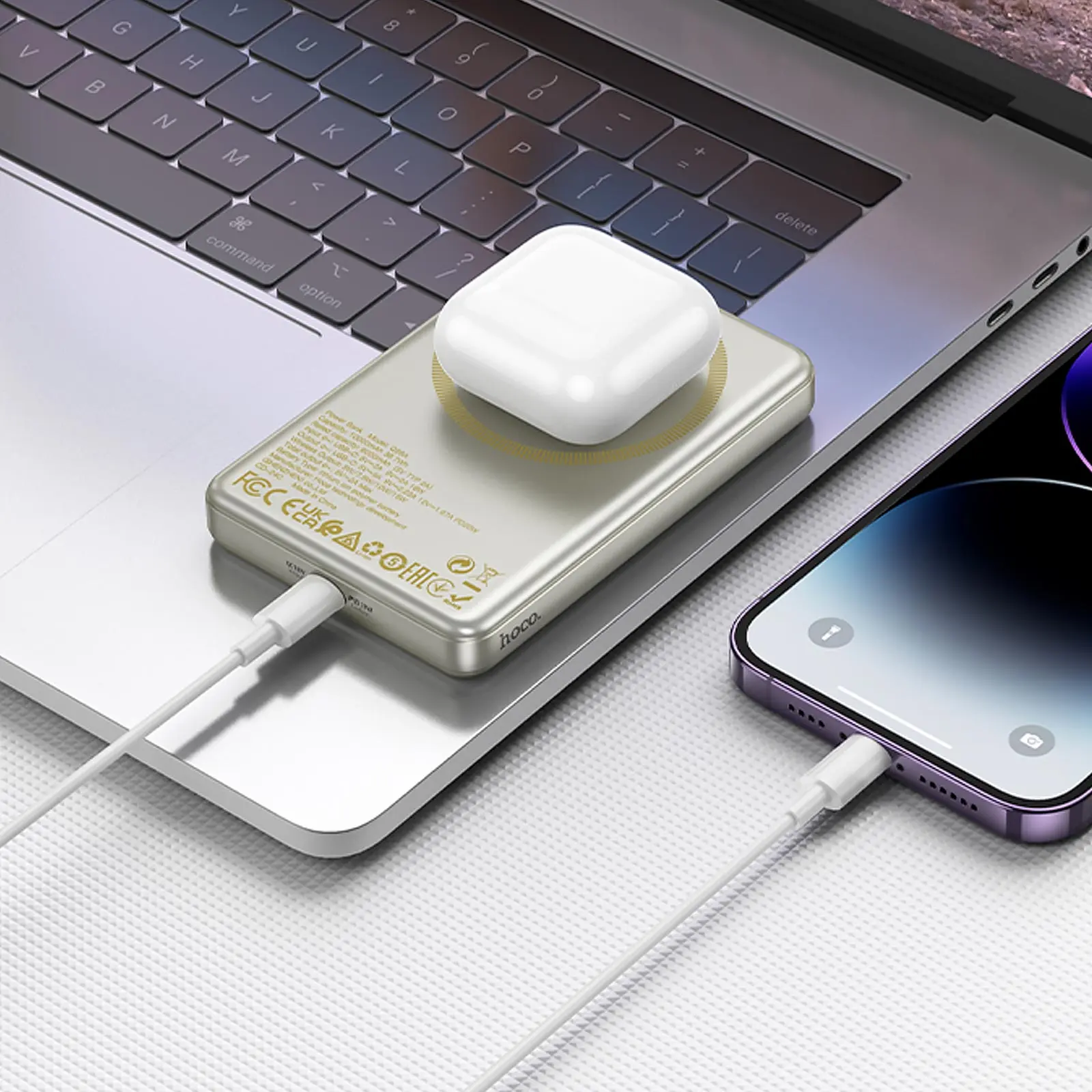 Портативное ЗУ Power Bank Hoco Q26A Joy PD20W с БЗУ 10000 mAh, Titanium gold 2, купить оптом с доставкой