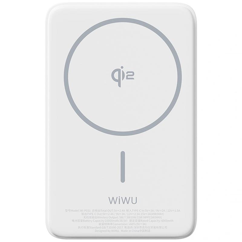 Портативний ЗП Power Bank WIWU Wi-P031 Magnetic з БЗП Qi2 30W 10000 mAh на малюнкі №1