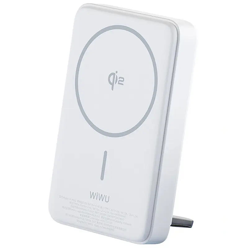 Портативное ЗУ Power Bank WIWU Wi-P031 Magnetic с БЗУ Qi2 30W 10000 mAh, White 2, купить оптом с доставкой