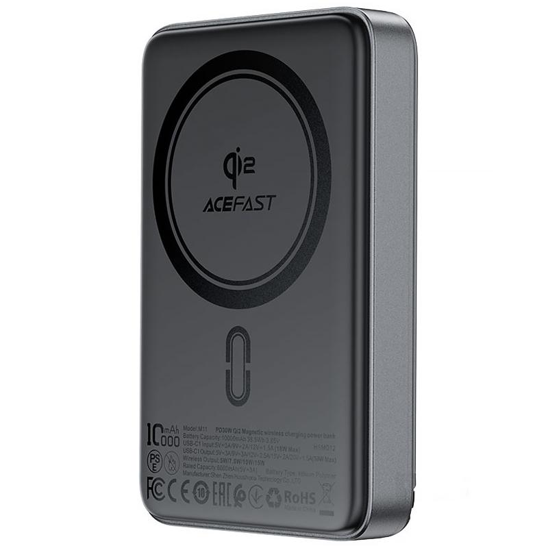 Портативний ЗП Power Bank Acefast M11 30W Qi2 з БЗП 10000 mAh на малюнкі №1