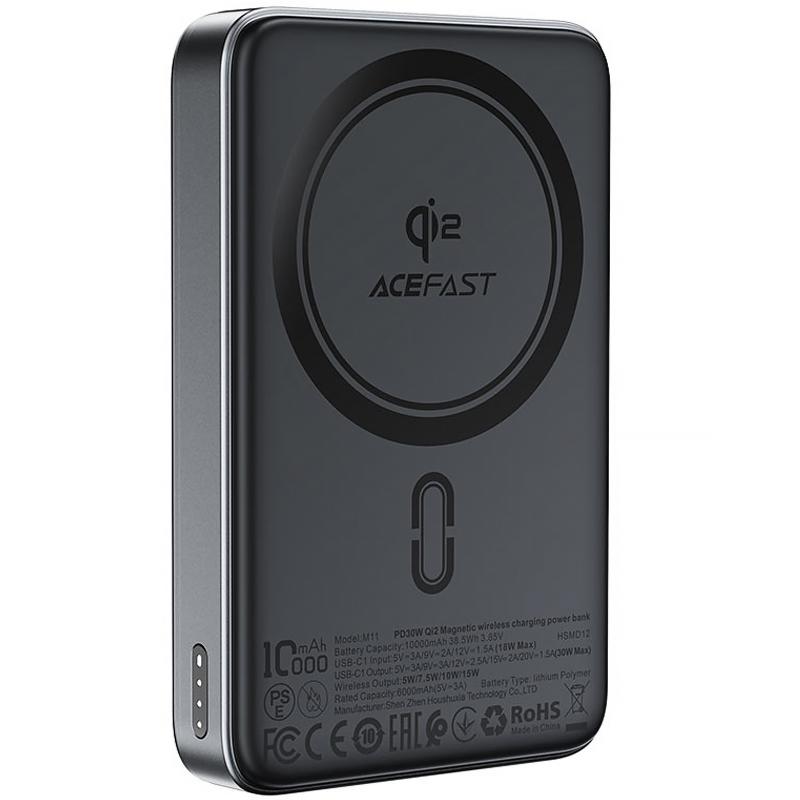 Портативний ЗП Power Bank Acefast M11 30W Qi2 з БЗП 10000 mAh на малюнкі №3
