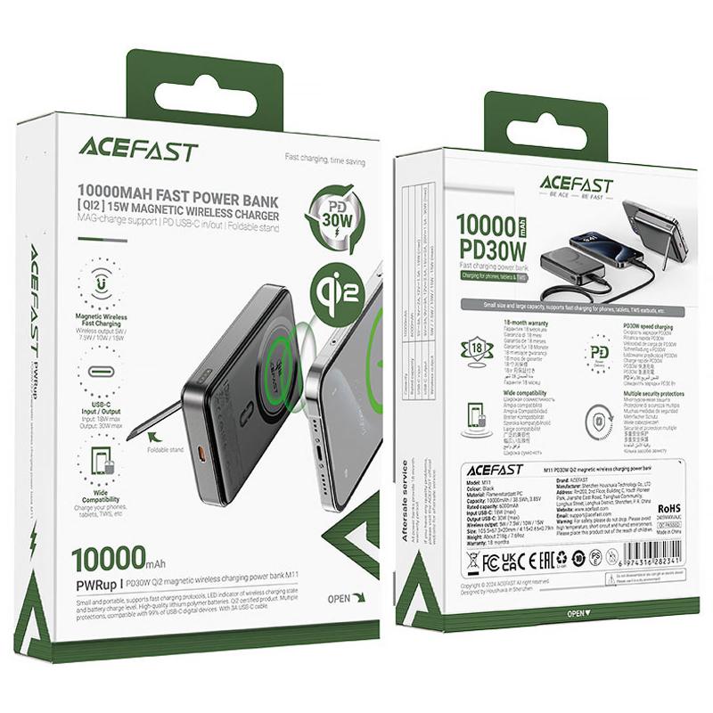 Портативний ЗП Power Bank Acefast M11 30W Qi2 з БЗП 10000 mAh на малюнкі №5