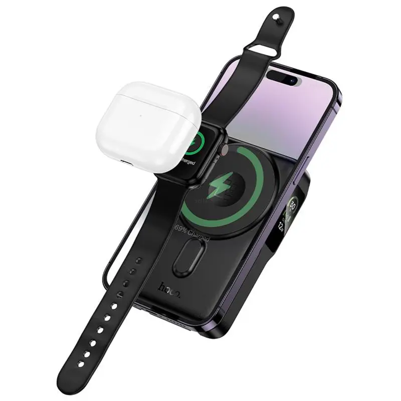 Портативное ЗУ Power Bank Hoco Q48 Core PD20W с БЗУ+iWatch 10000 mAh, Black, купить оптом с доставкой