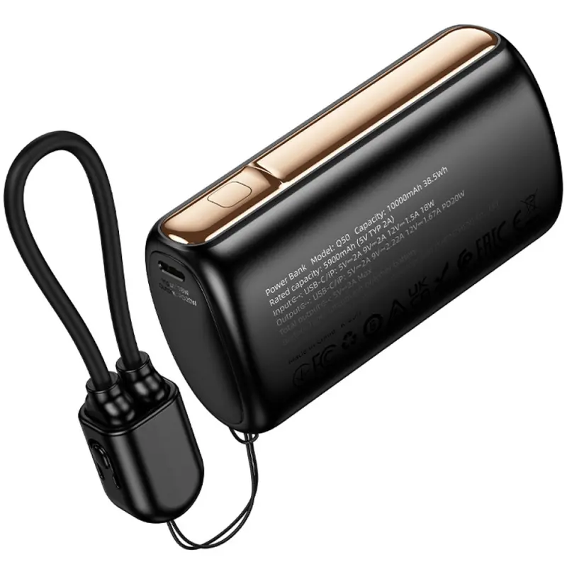 Портативное ЗУ Power Bank Hoco Q50 Victory PD20W with cable 10000 mAh, Black 5, купить оптом с доставкой