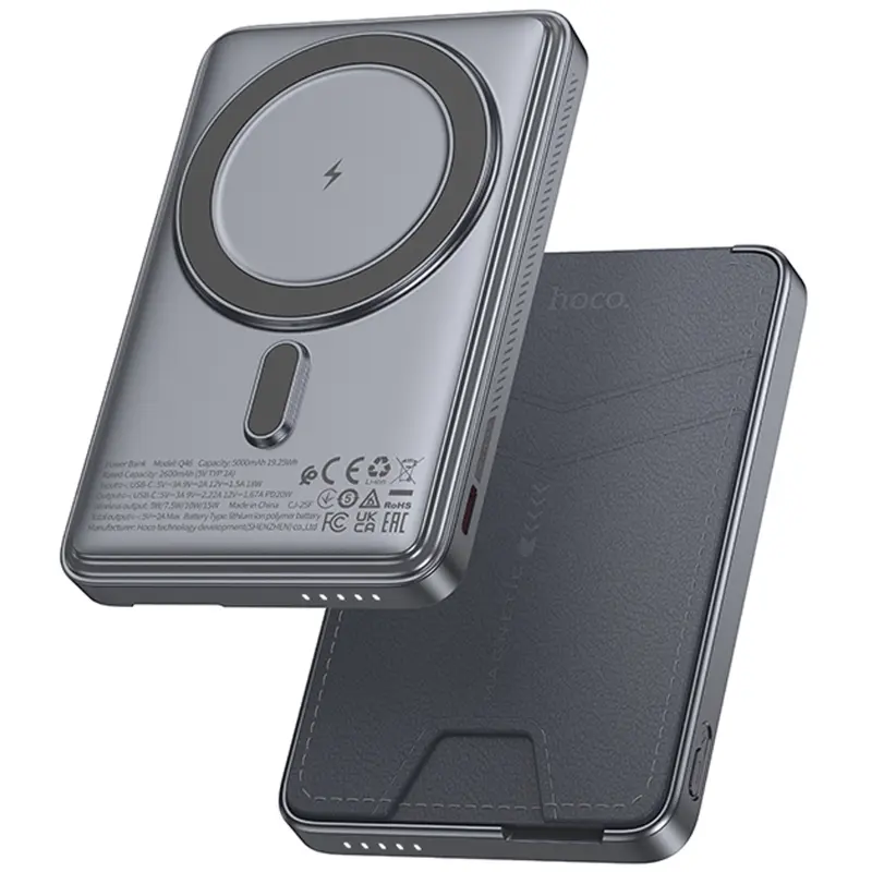 Портативное ЗУ Power Bank Hoco Q46 Title PD20W с БЗУ+card holder 5000 mAh, купить оптом с доставкой