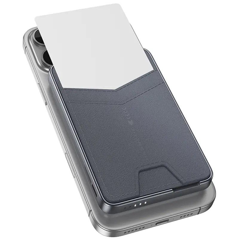 Портативное ЗУ Power Bank Hoco Q46 Title PD20W с БЗУ+card holder 5000 mAh, Silver gray 2, купить оптом с доставкой