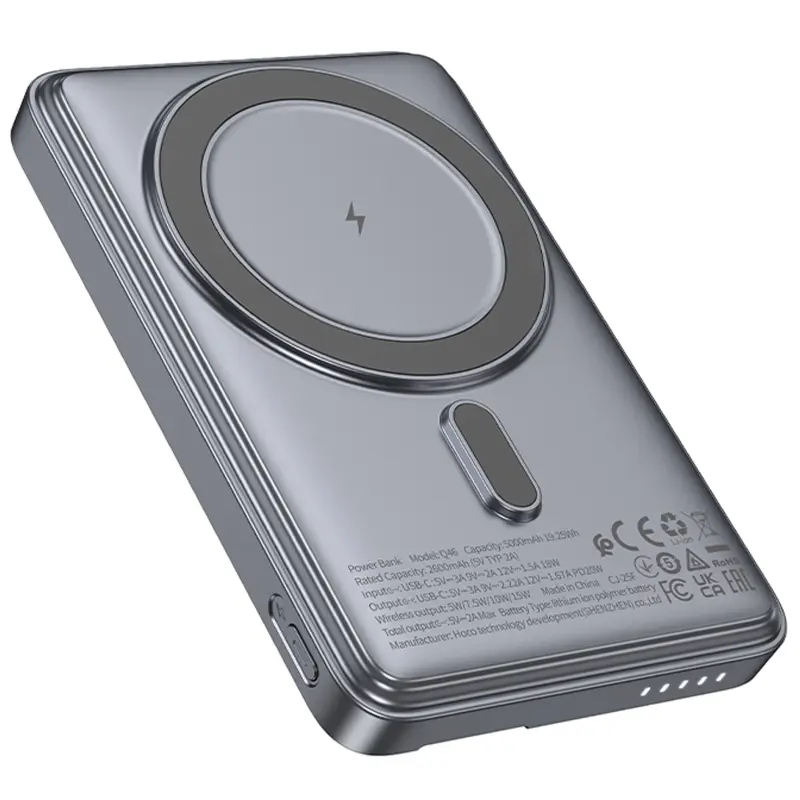 Портативное ЗУ Power Bank Hoco Q46 Title PD20W с БЗУ+card holder 5000 mAh, Silver gray 4, купить оптом с доставкой