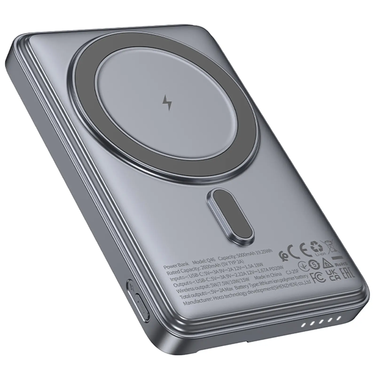 Портативное ЗУ Power Bank Hoco Q46 Title PD20W с БЗУ+card holder 5000 mAh, Silver gray 4, купить оптом с доставкой