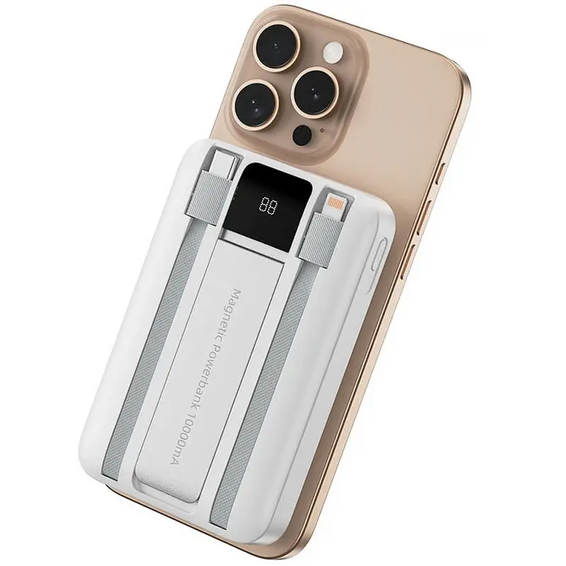 Портативний ЗП Power Bank WIWU Wi-P061 22.5W+PD20W з БЗП+iWatch with cable 10000 mAh, White, купити оптом з доставкою